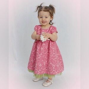 GAP Toddler Fit And Flare Floral Dress -‎ Pink Green- Size 3T
